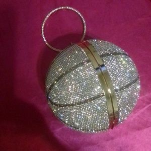 Silver sparkle basketball fashion hand tote totes